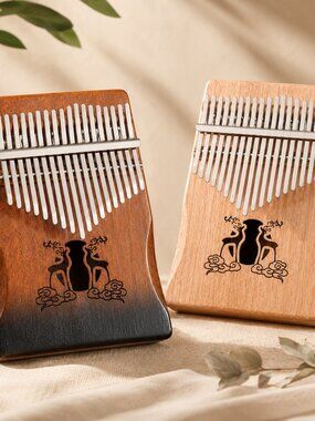 17 Key Wooden Kalimba Deer Design Thumb Piano Beginner Gift